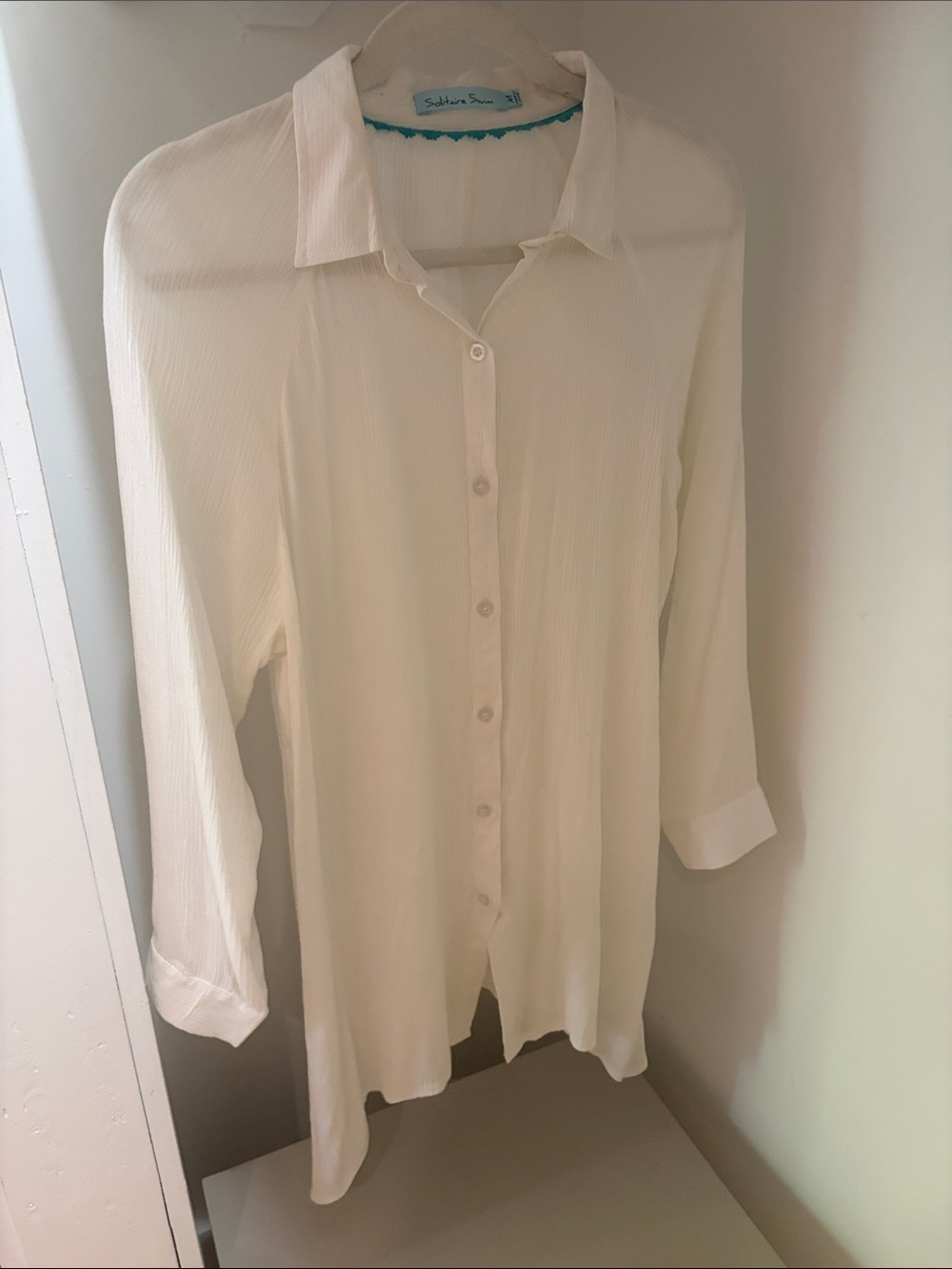 Solitaire Swim White Button Down Coverup